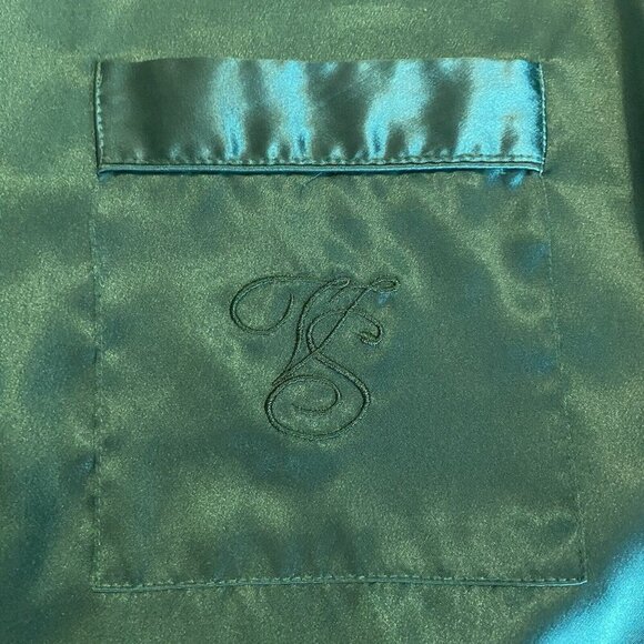 Vtg Victoria's Secret Gold Label Green Satin Button Down Sleep Shirt S Designer - Picture 10 of 13